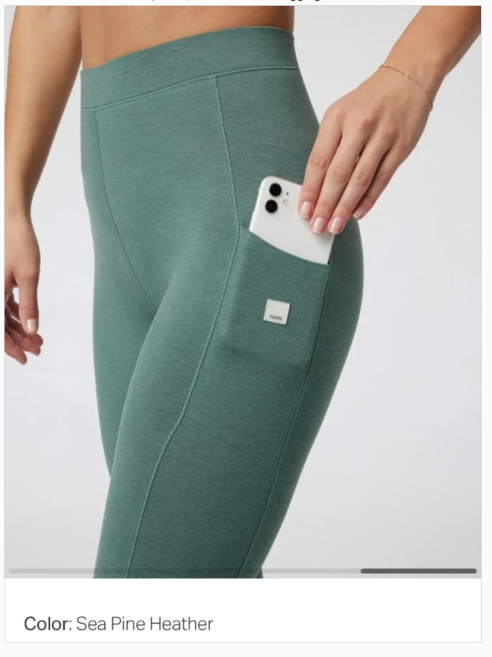 Vuori Granite Pocket Dreamknit Leggings Sea Pine Heather Green Medium *NO Tag - Picture 4 of 13